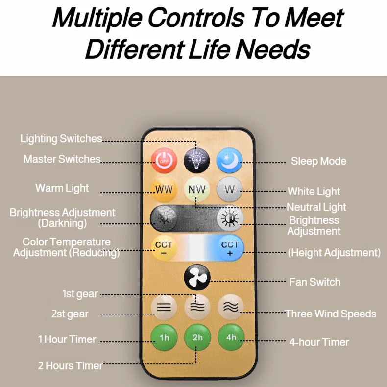 Smart Ceiling Fan Light with Remote Control & Adjustable LED Lighting