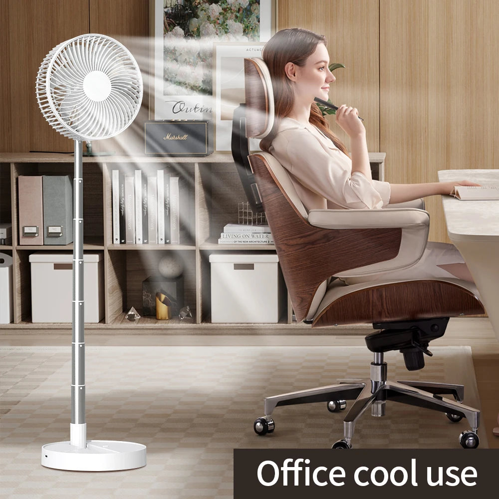 Rechargeable Foldable Portable Fan with Timer & 4 Speed Settings