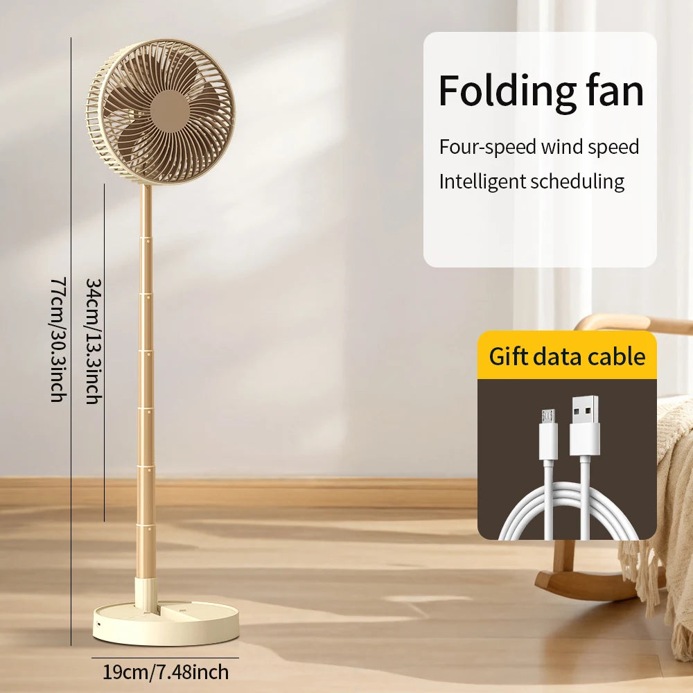 Rechargeable Foldable Portable Fan with Timer & 4 Speed Settings