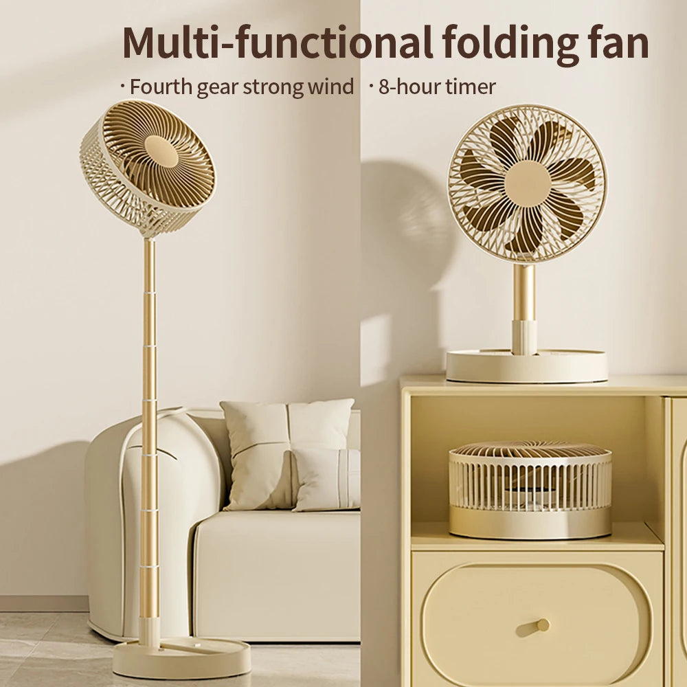 Rechargeable Foldable Portable Fan with Timer & 4 Speed Settings