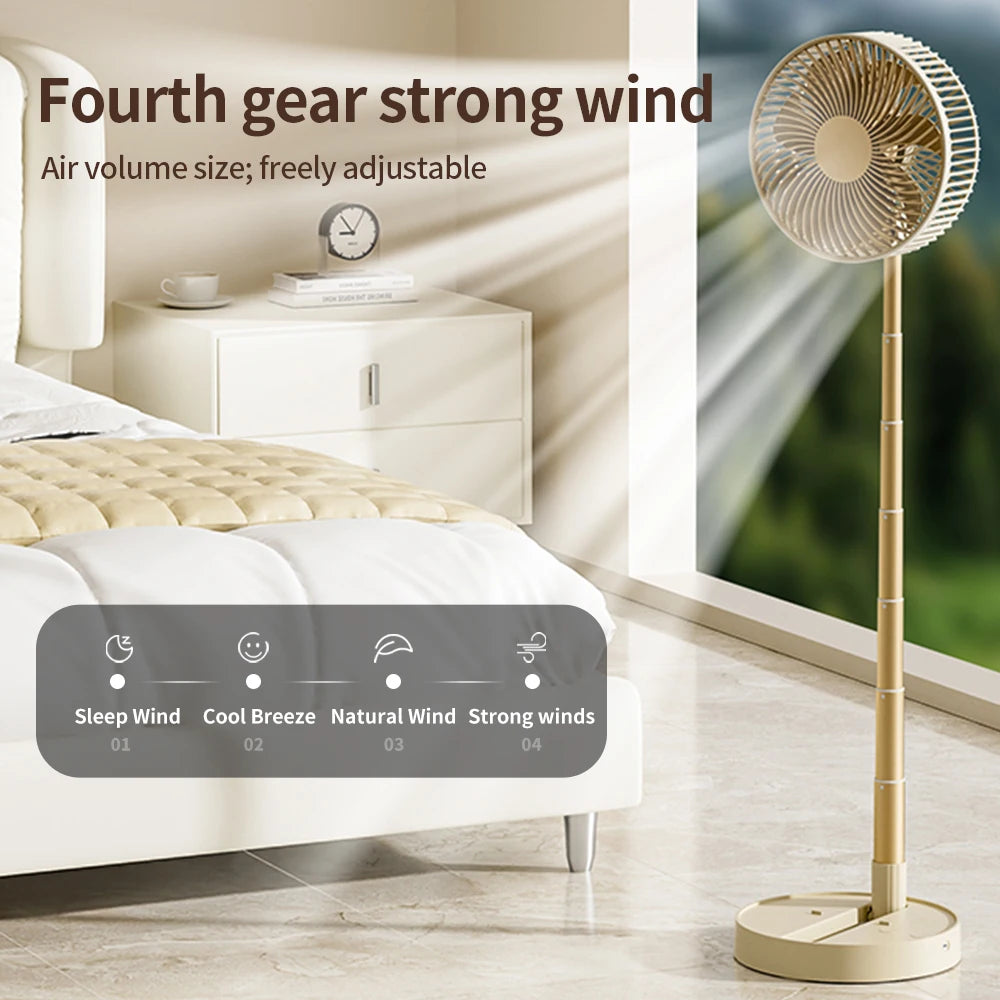 Rechargeable Foldable Portable Fan with Timer & 4 Speed Settings