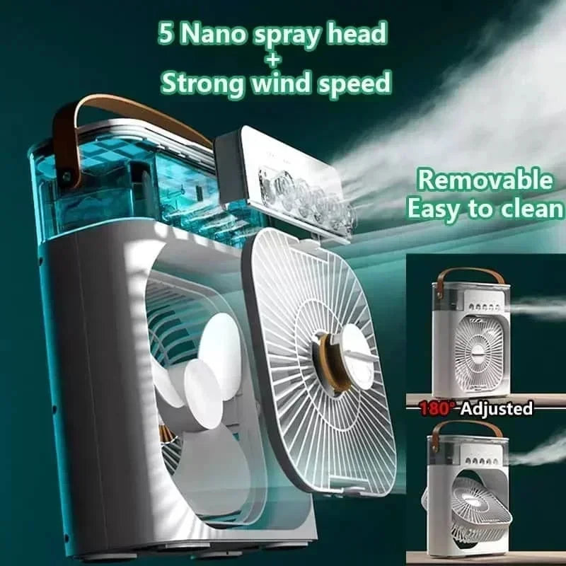 3-in-1 Portable Air Cooler Fan with Humidifier & LED Night Light