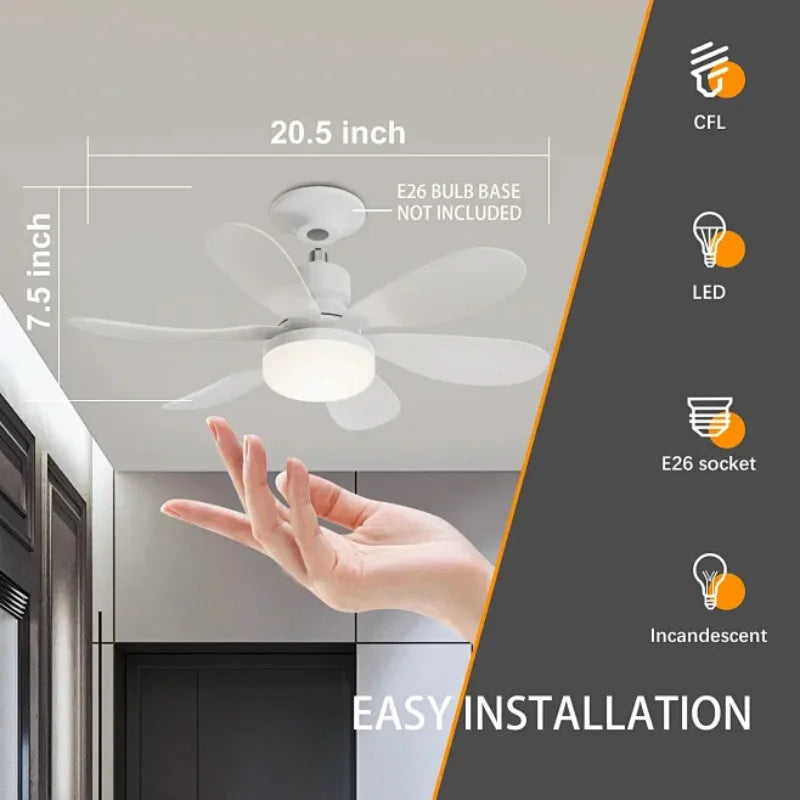 E27 Ceiling Fan Light with Remote Control – Quiet Cooling & LED Lighting