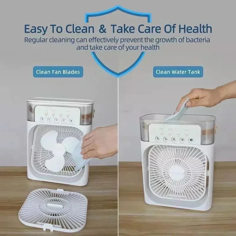 3-in-1 Portable Air Cooler Fan with Humidifier & LED Night Light