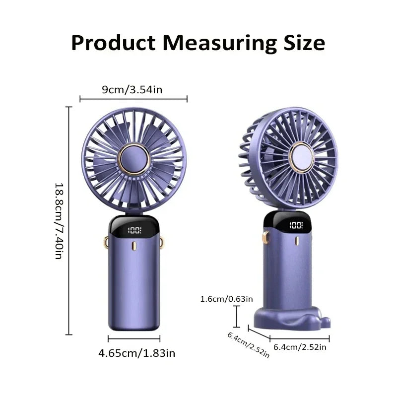 Portable Rechargeable Mini Fan with Digital Display