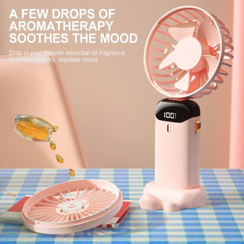 Portable Rechargeable Mini Fan with Digital Display