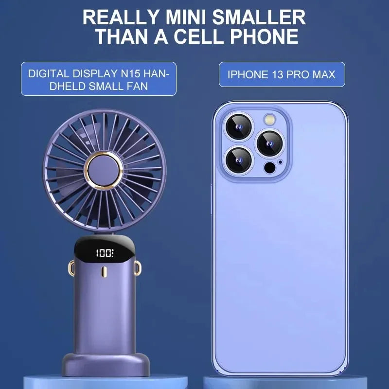 Portable Rechargeable Mini Fan with Digital Display
