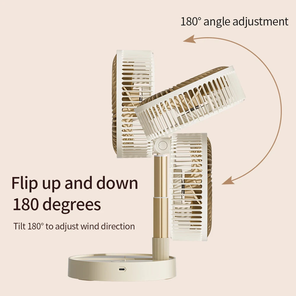 Rechargeable Foldable Portable Fan with Timer & 4 Speed Settings
