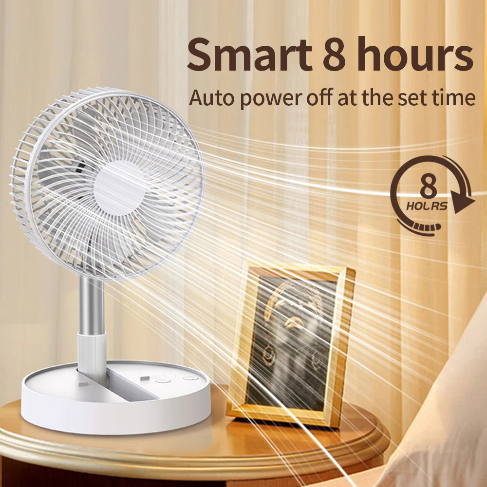 Rechargeable Foldable Portable Fan with Timer & 4 Speed Settings