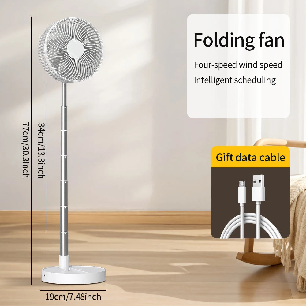 Rechargeable Foldable Portable Fan with Timer & 4 Speed Settings